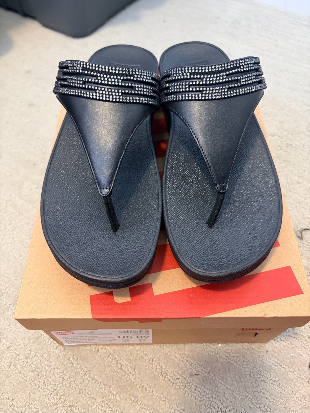 Fitflop Black Rhinestone Thong Sandals